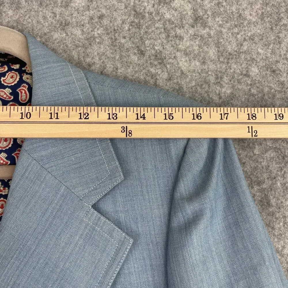 VTG Mancillas‎ Blazer Sport Coat Mens 41L Blue Herringbone Disco Retro Western